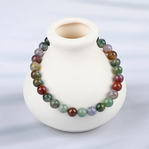 LPBeads Handmade Natural Gemstone Stretch Elastic 6mm Indian Agate Bracelet Healing Crystal Round Stone Beads Jewelry Gifts for Women Men by LPBeads - Used condition - Image 6
