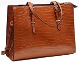 Amaze Professional Laptop Bags for Women 15.6 Inch Waterproof | PU Leather Large Capacity Tote Bag for Ladies | Designer Shoulder Briefcase for Work, Office & Business (Coffee)