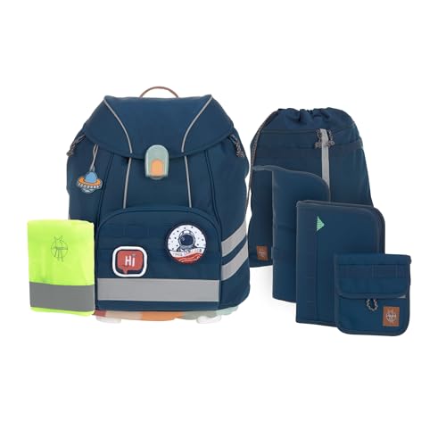 LÄSSIG 7-teiliges Schulranzen Set Kinder/School Set Flexy Unique Navy
