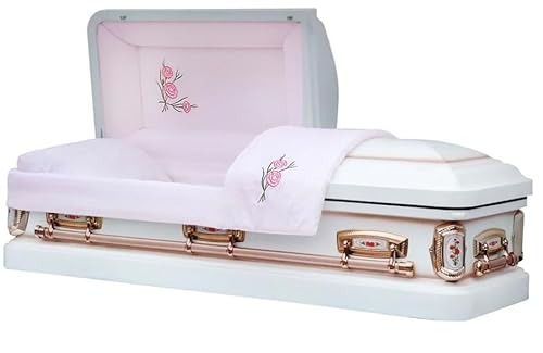 Middle Tennessee Caskets White Rose Brushed Casket - 18 Gauge