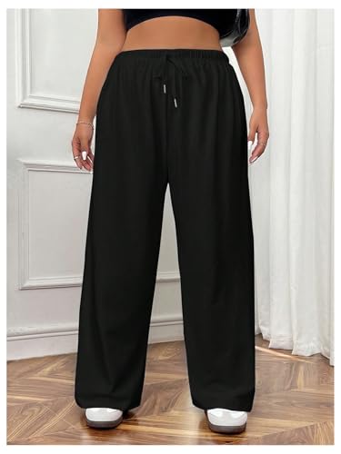 SHENHE Women's Plus Size Wide Leg Pants Drawstring Baggy Palazzo Pants Loose Lounge Casual Trousers3