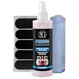 Bowling Ball Cleaner Spray with Cleaning Cloth and Thumb Tape - Oil, Scuff, and Belt Mark Cleaner Restores Tack and Prolongs Lifespan of Ball - EPA Safe Bowling Ball Restoration - 8 Fl Oz