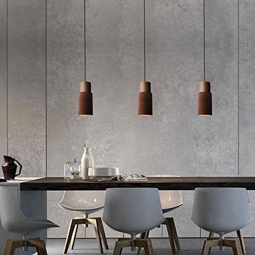 Kitchen Pendant Light Fixture,Vintage Rust Red Pendant Lamp,Height Adjustable,Retro Wood&Metal Lampshade,Modern Hanging Lamp for Farmhouse,Dinning Room,Bedroom,Hallway Restaurant,Office,Bars,E26,1pack by DUHU - Image 2