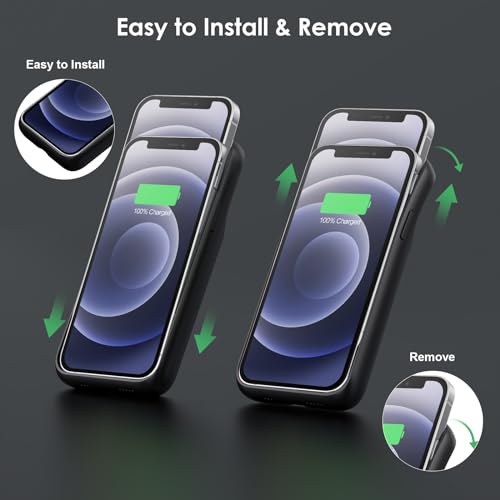 Feob Battery Case for iPhone 12/12 Pro,[2026 Upgraded] 10800mAh Ultra-Slim Portable Extended Charger Cover for iPhone 12/12 Pro Charging Case -Black by Feob - Used condition - Image 3