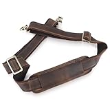 Polare Full Grain Leather Adjustable Replacement Shoulder Strap with Double Adjustable Buckles for Briefcase Messenger Shoulder Duffel Bag (Dark Brown with Dual Buckles)