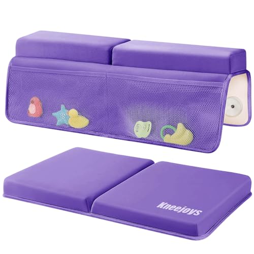 Bath Kneeler and Elbow Rest Pad for Baby - Memory Foam Kneeling Mat for Tub and Bath Toy Organizer