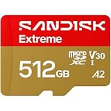 SANDISK Extreme microSDXC 512 GB, UHS-I-Karte + SD Adapter (bis zu 245 MB/s Lesen und 170 MB/s Schreiben, 5,3K Video, C10, V30, U3, A2) Actionkameras, Drohnen, Android-Geräte