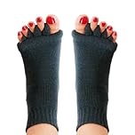 Happy Feet Toe Separator Socks - Comfortable Alignment Socks – Washable Massage Socks, Black, One size