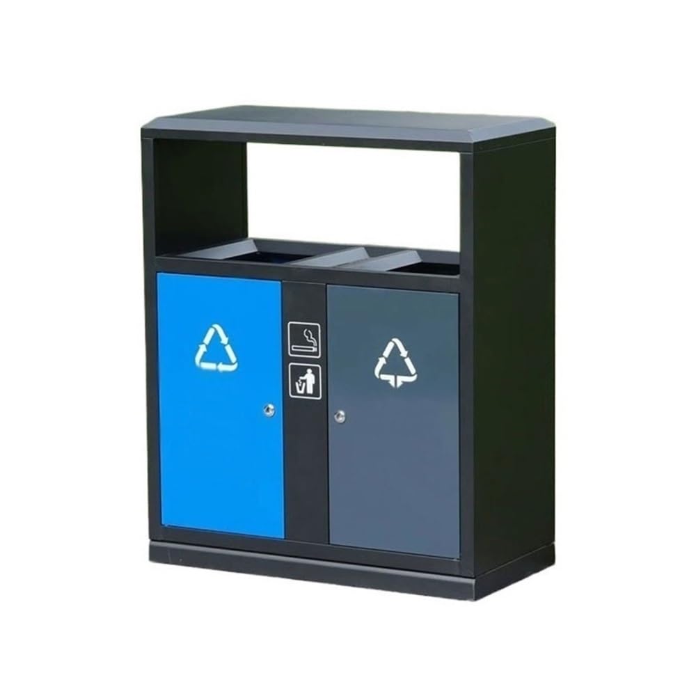 Outdoor Trash Can, Outdoor Double Box Metal Trash Can Commercial Public Area Galvanised Steel Waste Bin