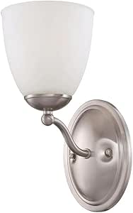 Nuvo Lighting 60/5031 Patton One Light Vanity 100 Watt A19 Max. CUL Damp Location Frosted Glass Brushed Nickel Fixture