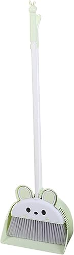 Miniatura 7 de JISADER Juego de escoba y recogedor de cerdas densas con escoba integrada, escoba de barrido para el hogar, color amarillo