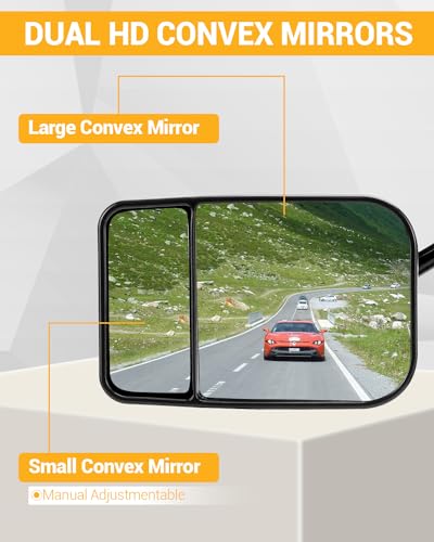 CEMOFE Außenspiegel Caravan Aussenspiegel Wohnwagen Universal Wohnwagen Spiegel Auto Doppelter Konvexer Spiegel Mehrere Winkel für Alle Gängigen Fahrzeugtypen (2 Stück)