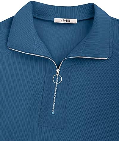 Vivilli Womens Polo Shirts Women's Short Sleeve Tops and Blouses Zippered Collared Business Casual Tops Loose Fit Work Polo 4 Vivilli Womens Polo Shirts Women's Short Sleeve Tops and Blouses Zippered Collared Business Casual Tops Loose Fit Work Polo