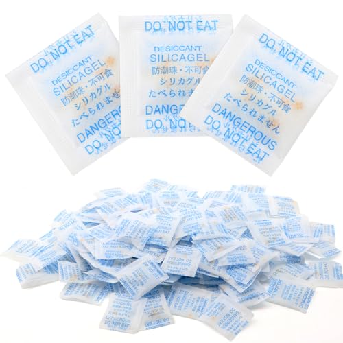 Kasure 250 Pcs Silica Gel Sachet, Sachet Anti Humidité,1g Gel de Silice Réutilisable avec Indicateur Orange/Vert, Silica Gel Sachet Absorbeur D'humidité pour Caméra, Aliments, Armoire, Chaussures