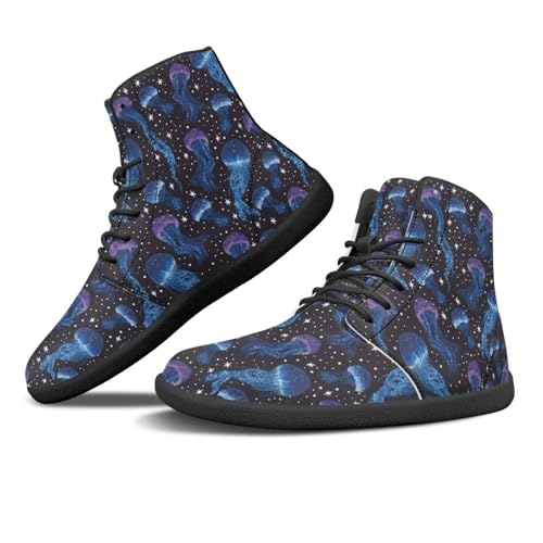 JoyLamoria Unisex High Top Shoes Laces Up Fashion Leather Skate Sneaker Mid Top Barefoot Shoes Lightweight,Marble Print