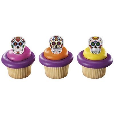 Day of the Dead Dia de Muertos Skeleton Cupcake Rings (24 Pieces)