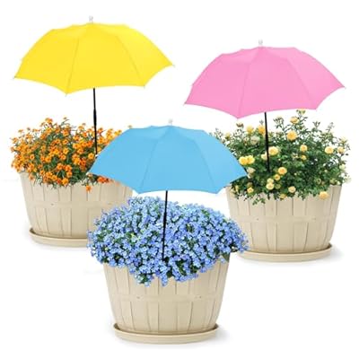 Plant Shade Umbrella for Outdoor Plants, 3 Pack 23.6" Sun Protection Covers for Potted Plants, Garden Bed & Patio Flowers, Colorful Shade for Balcony Backyard Plants