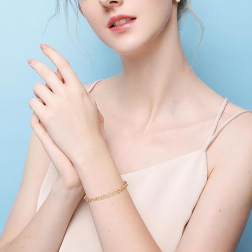 14K Gold Bracelets for Womens Bracelet for Men Stylish O-Shaped Cuban Link Gold Chain Bracelets for Women Trendy Stackable 6.5-9in4