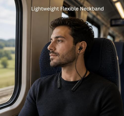 Image of XIAWAO Neckband for Rockerz 111 with 40H Playtime, Comfortable Fit, Noise Reduction Mic, Deep Bass Stereo Sound & Dual Pairing Technology (Black)