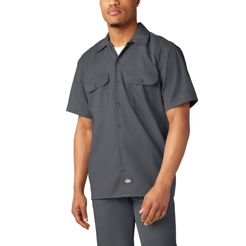 Dickies Men's Big-Tall Short-Sleeve Work Shirt,Charcoal,2X-Large Tall