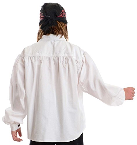 HEMAD Piratenhemd weiß Kinder-Schnürhemd Baumwoll-Hemd S-XXXL, Weiß, 3XL