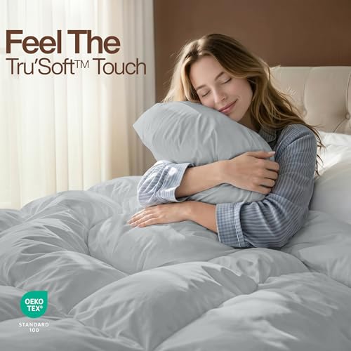 Image of Utopia Bedding King Comforter Duvet Insert, Quilted Light Grey Comforter with Corner Tabs, Box Stitched Down Alternative Comforters King Size 90 x 102 inches