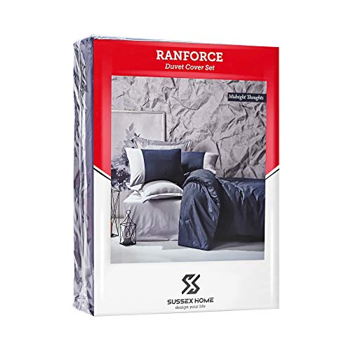 Sussexhome Midnight Thoughts Duvet Cover Set | Dark Blue, 1 Duvet Cover, 1 Fitted Sheet And 2 Pillowcases - Machine Washable, Iron Safe, Hypoallergenic, Breathable Bedding Set, Full Size Duvet Cover #TOP6