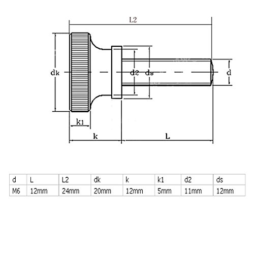 Uxcell A16050300Ux0545 M6X12Mm Zinc Plated Metric Flat Knurled Head Thumb Machine Screws Bolts 5 Pcs #TOP1