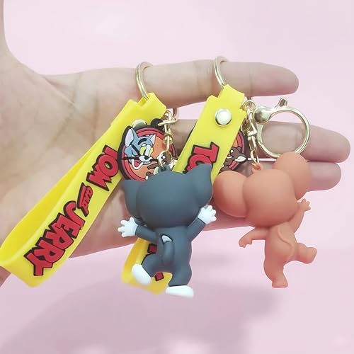 Image of Cute Cartoon Character Silicone 3D Key Chain with Strap Charm & Metal Hook, Merchandise Key Rings Gift for Kids Girls Boys Men & Women