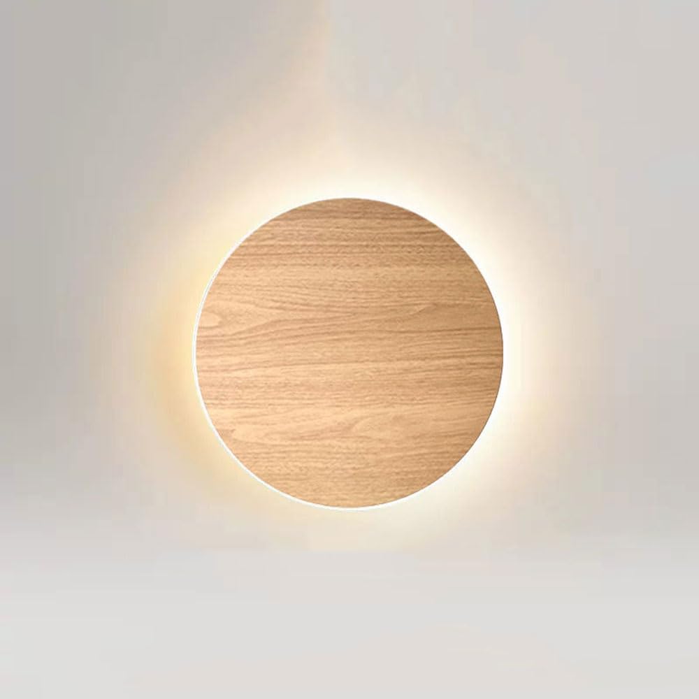 Wlbhwl Wood Grain Modern Led Wall Sconce, Wall Lights Hardwired, 16W/24W Dimmable Indoor Wall Lamp,Wall Sconces Lighting For Bedroom,Aisle, Stairwell,Living Room Hallway