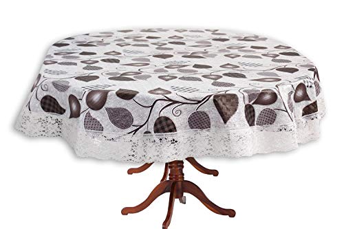 Stylista 4 to 6 Seater Table Cover Oval Shaped WxL 54×78 inches with White Border lace