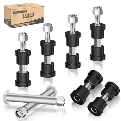 10L0L Golf Cart Spring Bushing Kit with Screw Nut-Rear Leaf Springs Shackles Bushing Sleeve for EZGO TXT/Medalist (1994-up) & Club Car DS (1981-up), Replaces Parts 70289-G02 70291-G01 14158-G1
