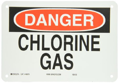 Brady 40879 Placa de alumĂnio para produtos quĂmicos e materiais perigosos, 17,8 cm x 25,4 cm, legenda "Chlorine Gas"