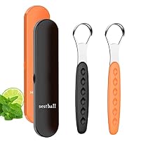 Sestball Tongue Scraper 2 Pack with Travel Case, Tongue Cleaner for Reduce Bad Breath, Stainless Steel Tongue Scrapers for Adults&Kids, 100% Metal Tongue Brush Set for Oral Care