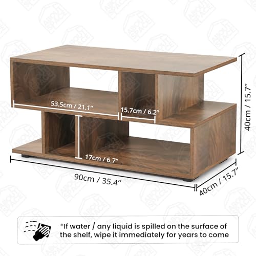 Image of ABOUT SPACE Wooden Coffee Table - Sofa Centre Tea Poyee Table with Storage - Space Saving Portable Furniture for Living Room, Bed Room, Office (Walnut - L 90 x B 40 x H 40 cm)