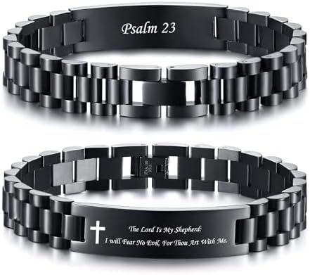 VNOX Personalized Religious Jewelry-Engraved Inspirational Christian Faith Bible Verse Quote Wristbands Elegant Link Bracelet Encouragement Gift,Cassic Watch Band Strap Design