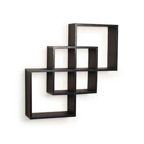 Danya B. FF6013B Decorative Contemporary Floating Intersecting Square Cube Wall Shelves - Black