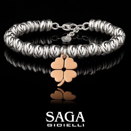 SAGA BIŻUTERIA® BRANCE NODINI ZAWIERANE KOBIETY ZWROTY MYŚLI SŁOWA EMOCYJNE Grawerowanie Serca (Czterokrzena na szczęście), Stal nierdzewna
