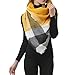 Zando Women's Large Plaid Scarf - Lightweight Winter Blanket Shawl for Christmas - Soft Fashion Wrap in Yellow Grey - One Size
