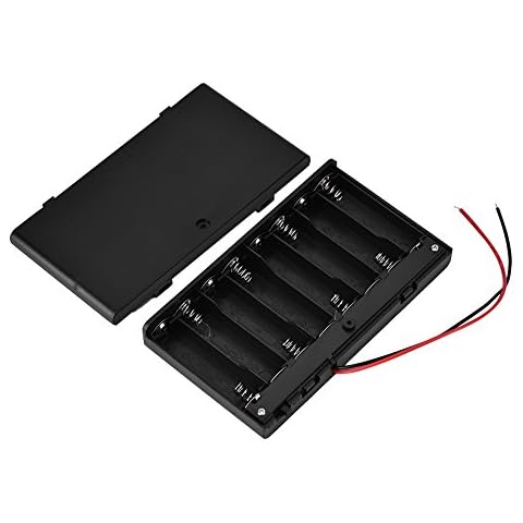 Zerone 12V 8 x AA Battery Holder Case, ABS Battery Storage Box with Swith in Black Cover