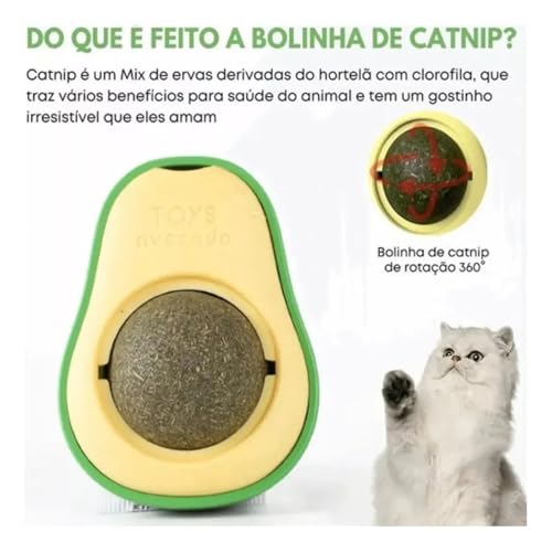Kit 2 Abacate De Brinquedo Para Gatos Com Catnip Erva Gato Natural Bola de Lamber,Erva Premium