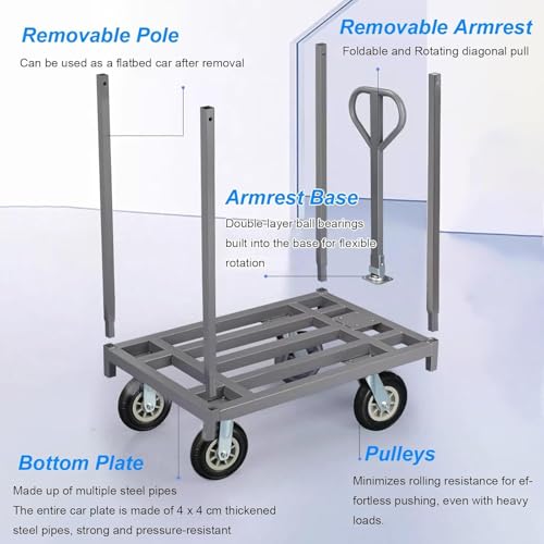 Carretilla Industrial Plegable con Manillar Ajustable Gris miniatura 6