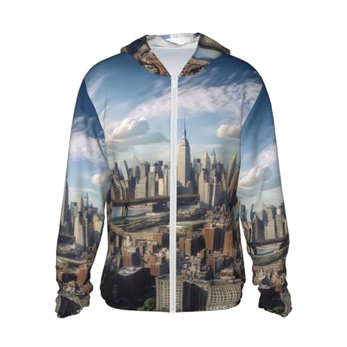 Sun Protection Hoodie New York City Jacket Lightweight Long Sleeve Sun Shirts for Outdoor Hiking