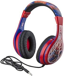 Spiderman Kids Headphones, Adjustable Headband, Stereo Sound, 3.5Mm Jack, Wired Headphones for Kids, Tangle-Free, Volume Control, Foldable, Childrens Headphones Over Ear for School Home, Travel
