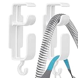 NITTIID 2 Pack White CPAP Hose Holder for Bed, CPAP Hose Hanger for Tube & Mask with Anti-Unhook Feature Hose Organizer Avoids Hose Tangle and Help You Sleep Better CPAP Hook with Free Strips