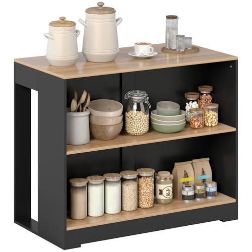 HOMCOM Tavolo Bar con 3 Ripiani, Bancone Bar Salvaspazio con