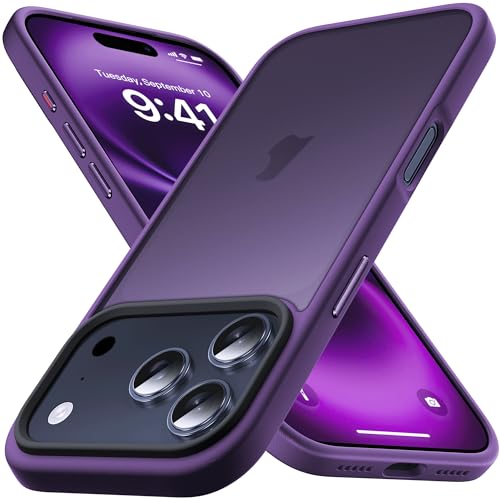 Anqrp Designed for iPhone 17 Pro Max Case with Aluminium Alloy Buttons, [Support Wireless Charging] Translucent Matte Soft Silicone Slim Anti-Scratch Protective Phone Case Cover, Dark Purple