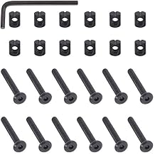 M6 x 45mm 24PCS Black Zinc Plated Hex Socket Cap Bolts Crib Bolts and Barrel Nuts Cross Dowel Replacement for Crib Cots Beds Chair Table Desk Furniture