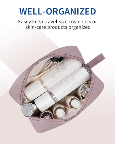 Image of Narwey Cute Makeup Bag Small Toiletry Bag Travel Cosmetic Bag Organizer Make Up Bags with Organized Pockets for Women (Dusty Rose, Large)
