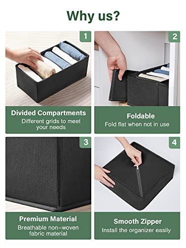 Kootek 10 Pack Drawer Organizers For Clothing, 92 Cell Dresser Organizer Socks Underwear Organizer Fabric Foldable Dividers Closet Organizers And Storage Boxes For Baby Clothes, Bra, Ties, Scarf #TOP5